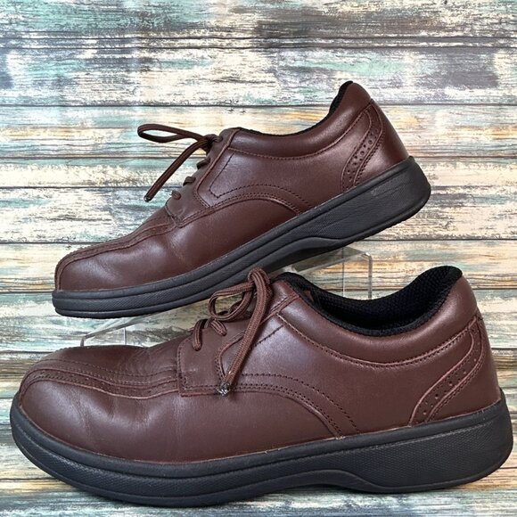 Orthofeet Gramercy Mens Oxford Shoes Size 11.5D Brown Leather Brogue Orthotics - Picture 2 of 10